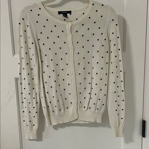 Ivory Cardigan with Black Dots